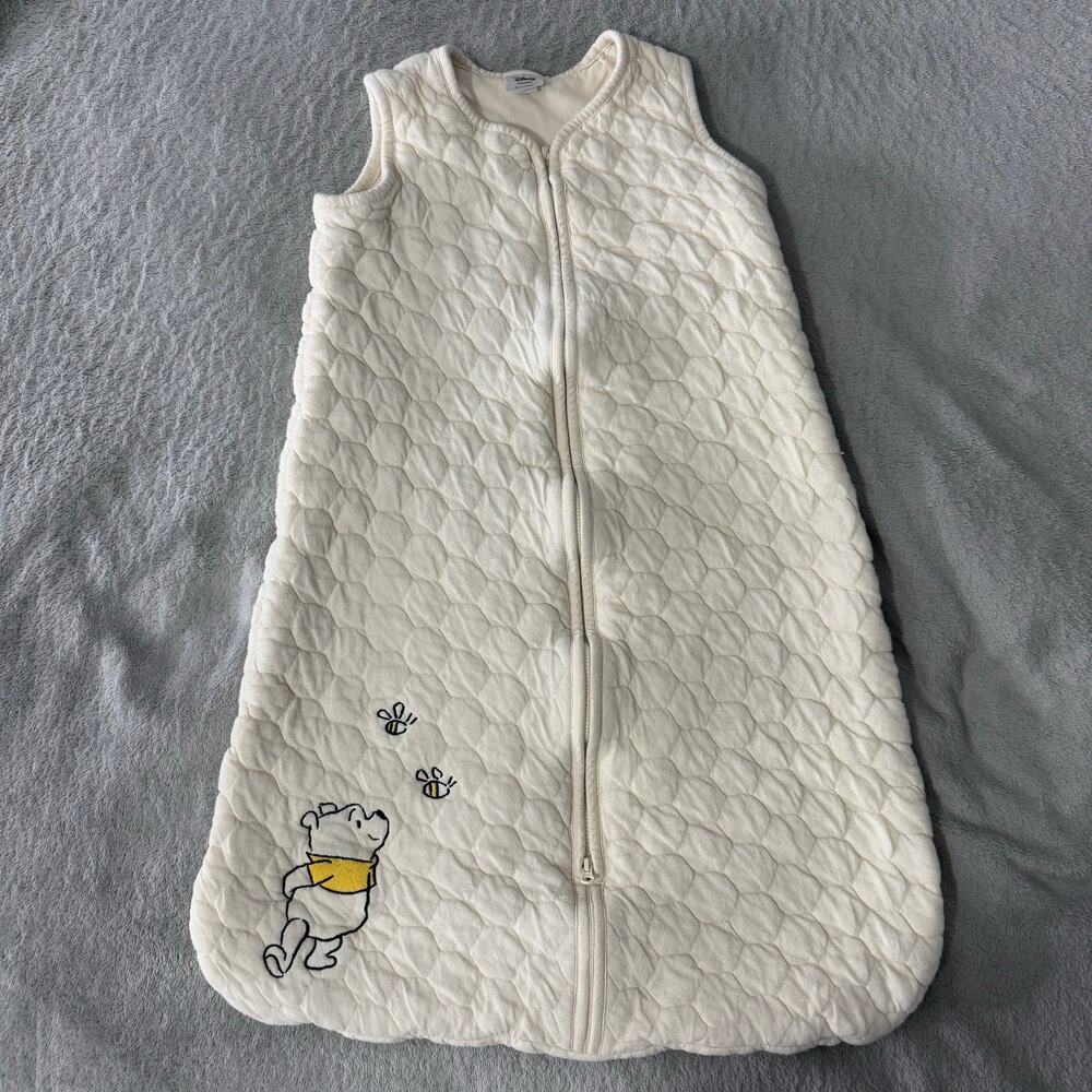 Disney White Quilted Winnie the Pooh Sleep Sack with Yellow Accent